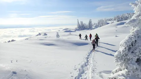 Cours de ski jura. Activités ski de randonnée nordique, télémark, ski-raquette, randonnées raquettes, biathlon, vtt sur neige, en famille ou en groupe EVG/EVJF dans le Jura