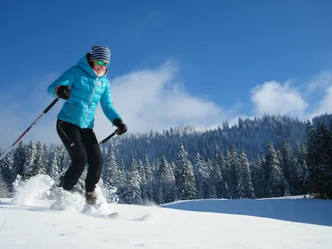 Cours de ski jura. Activités ski de randonnée nordique, télémark, ski-raquette, randonnées raquettes, biathlon, vtt sur neige, en famille ou en groupe EVG/EVJF dans le Jura