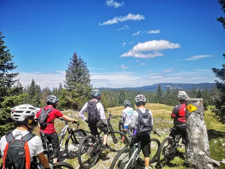 Enduro VTT Alpage suisse (Initiation) - Activité Jura - Equipés de VTT tout suspendus, 2H30 de parcours sur profil...