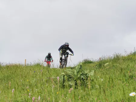 Enduro VTT Lac Léman (Initiation+) - Activité Jura - Une belle diversité de paysages entre alpage et vue sur le Mont...